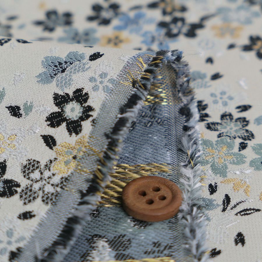 金襴生地(金らん) 桜流れ(ライトグレー/水色) 10cm単位 切り売り