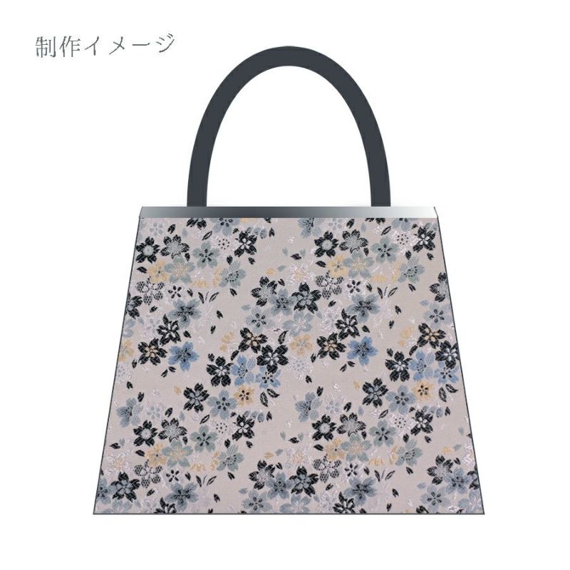 金襴生地(金らん) 桜流れ(ライトグレー/水色) 10cm単位 切り売り