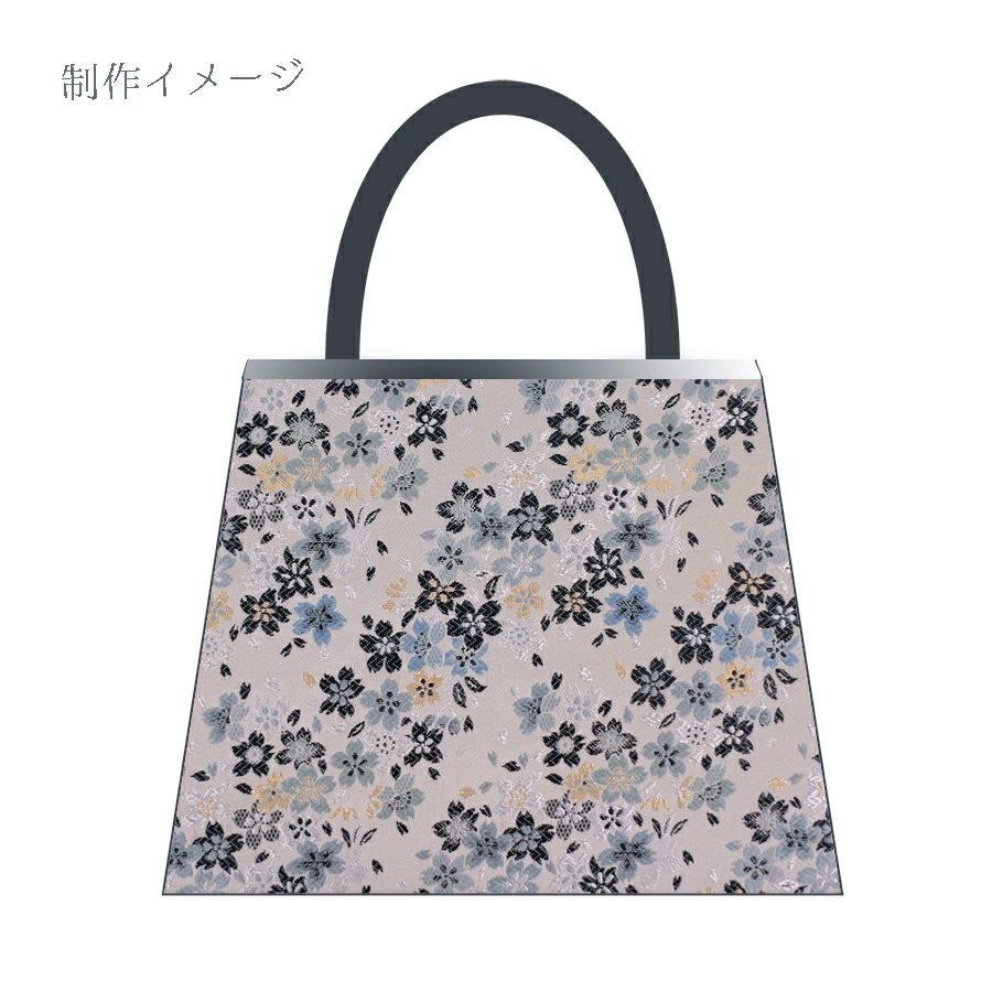 金襴生地(金らん) 桜流れ(ライトグレー/水色) 10cm単位 切り売り