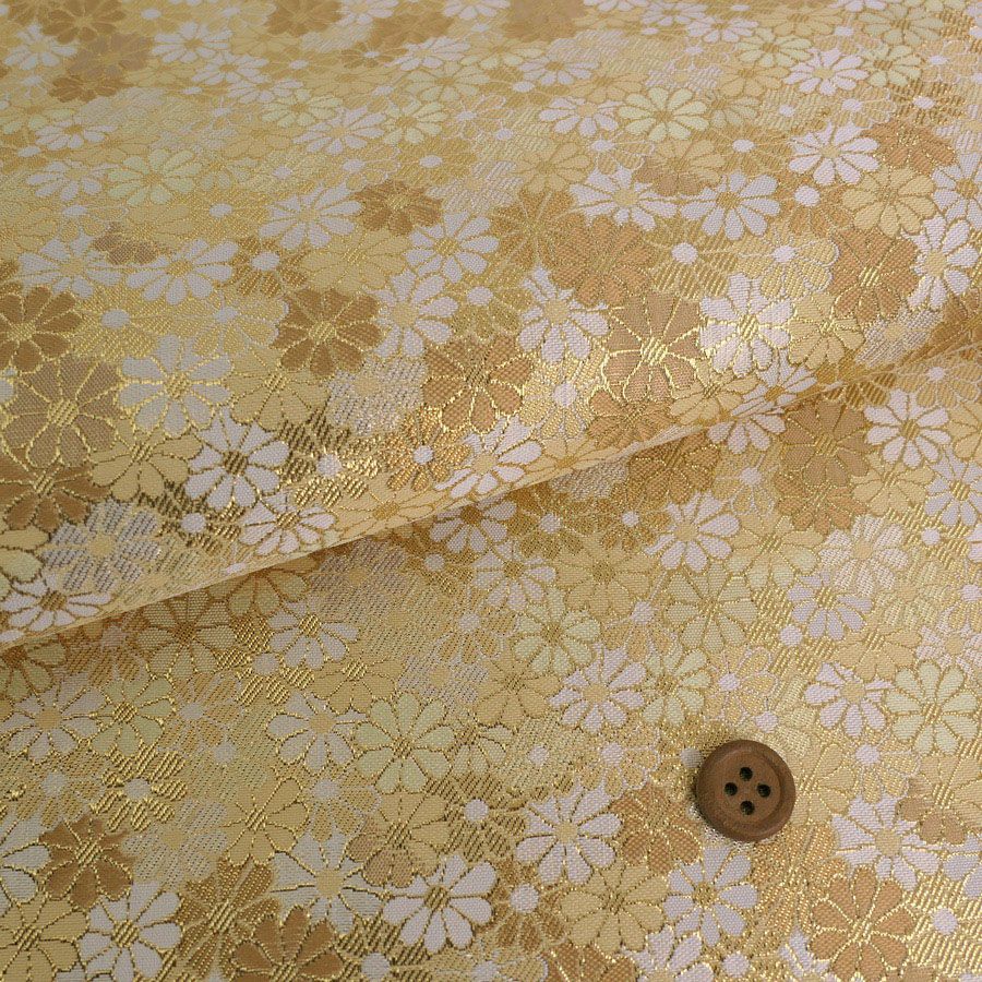 金襴生地(金らん) 小菊のじゅうたん(ゴールドベージュ) 10cm単位 切り売り