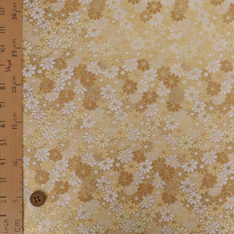 金襴生地(金らん) 小菊のじゅうたん(ゴールドベージュ) 10cm単位 切り売り