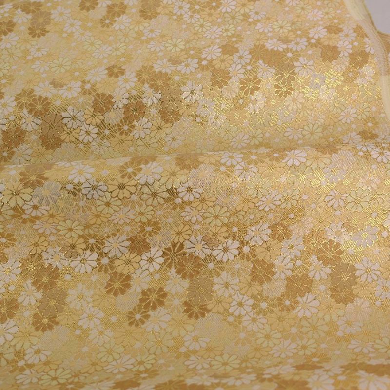 金襴生地(金らん) 小菊のじゅうたん(ゴールドベージュ) 10cm単位 切り売り