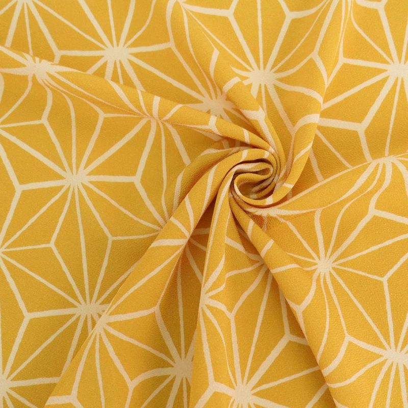 ポリちりめん生地 大きな麻の葉(からし色) 10cm単位 切り売り