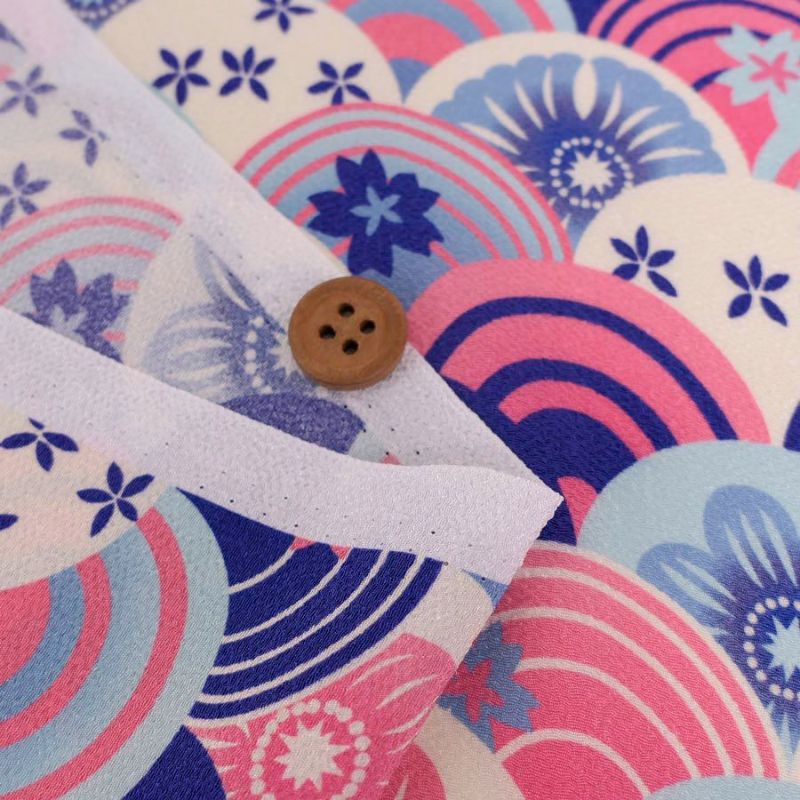  ポリちりめん生地 花波(青紫) 10cm単位 切り売り