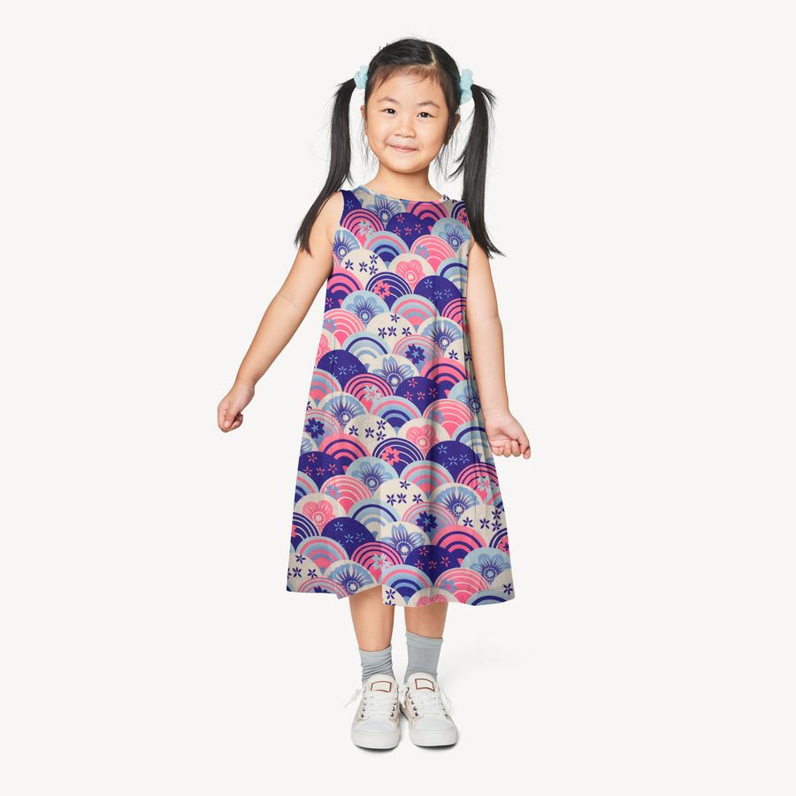  ポリちりめん生地 花波(青紫) 10cm単位 切り売り