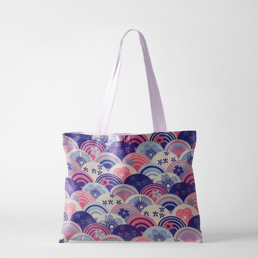  ポリちりめん生地 花波(青紫) 10cm単位 切り売り