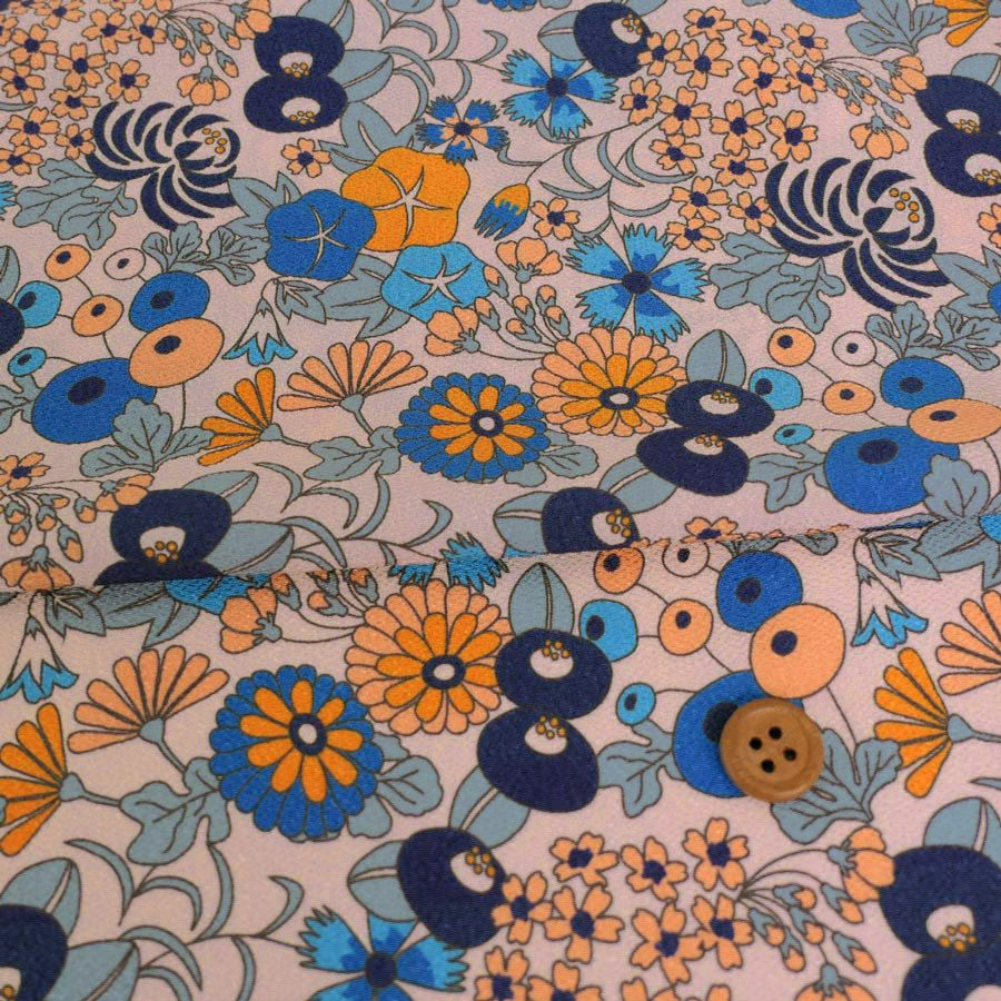 ポリちりめん生地 四季の花あつめ(夏涼/なつすず) 10cm単位 切り売り