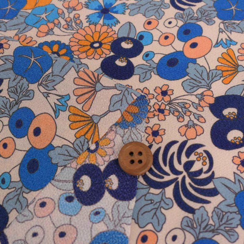 ポリちりめん生地 四季の花あつめ(夏涼/なつすず) 10cm単位 切り売り