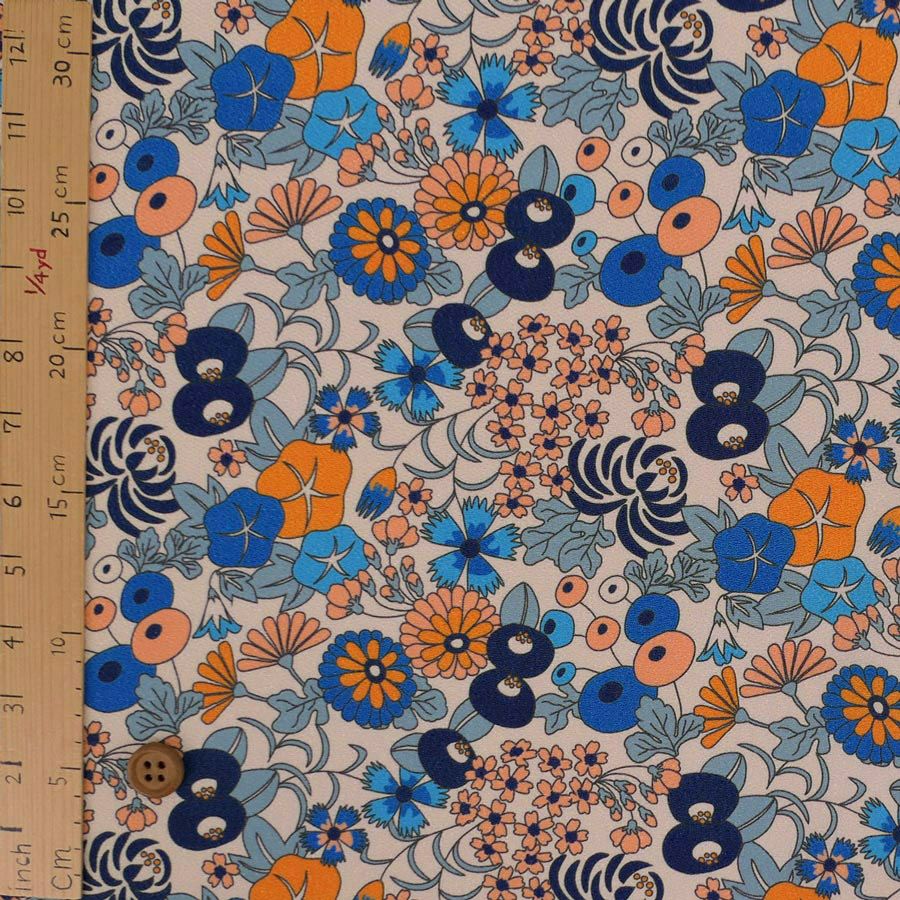 ポリちりめん生地 四季の花あつめ(夏涼/なつすず) 10cm単位 切り売り