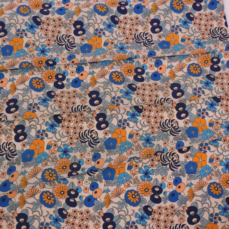 ポリちりめん生地 四季の花あつめ(夏涼/なつすず) 10cm単位 切り売り