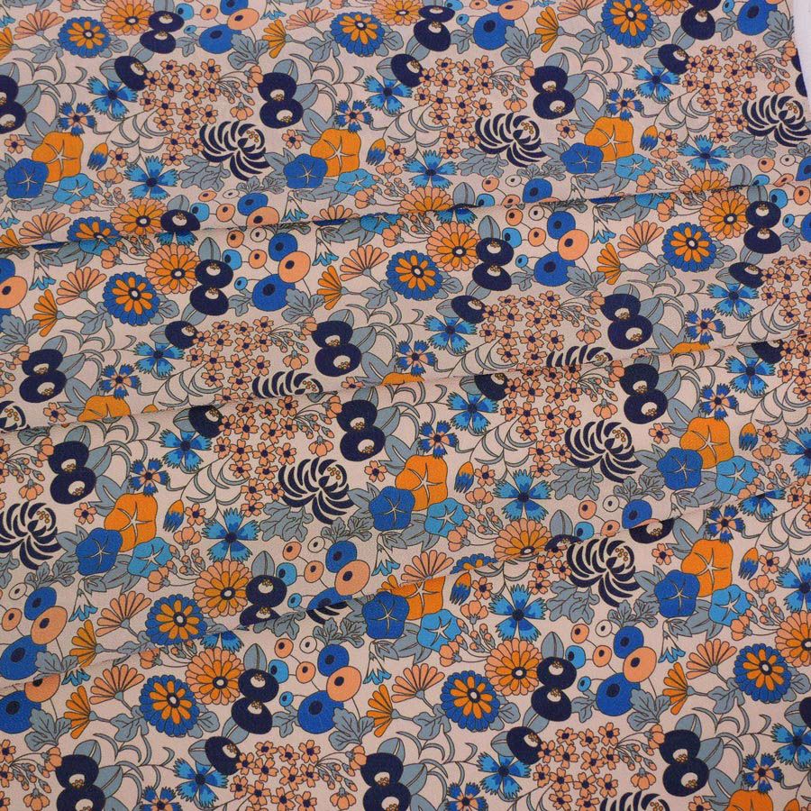 ポリちりめん生地 四季の花あつめ(夏涼/なつすず) 10cm単位 切り売り