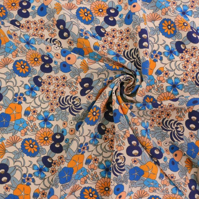 ポリちりめん生地 四季の花あつめ(夏涼/なつすず) 10cm単位 切り売り