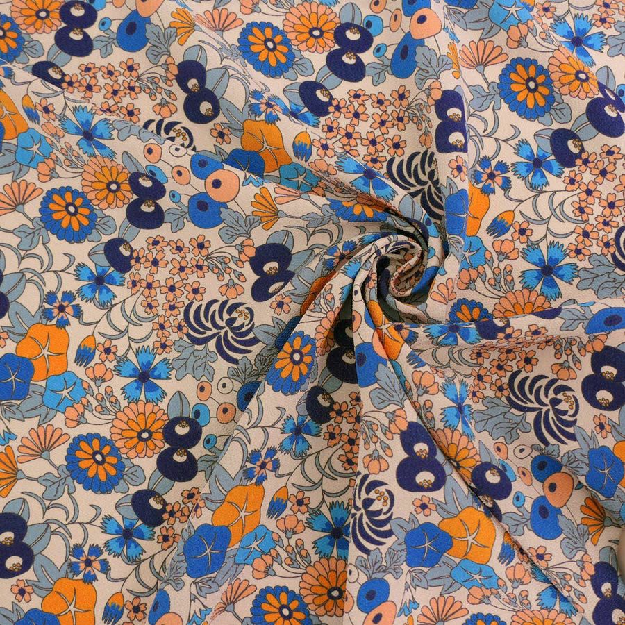 ポリちりめん生地 四季の花あつめ(夏涼/なつすず) 10cm単位 切り売り