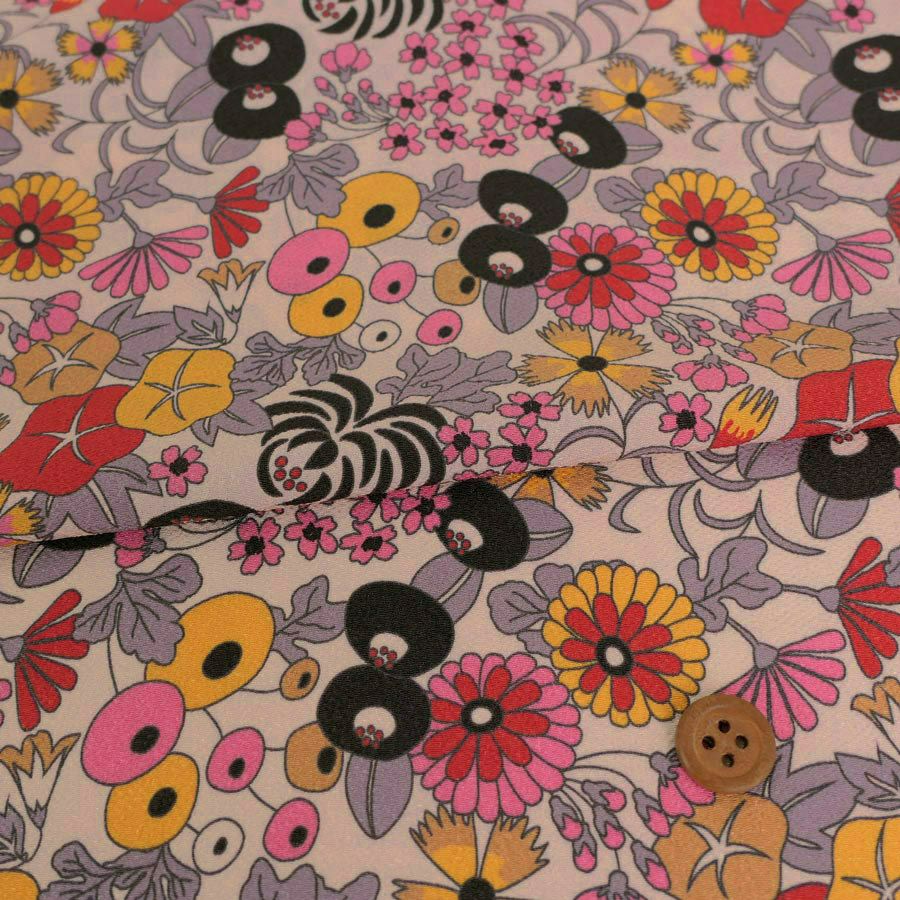 ポリちりめん生地 四季の花あつめ(秋華/あきはな) 10cm単位 切り売り