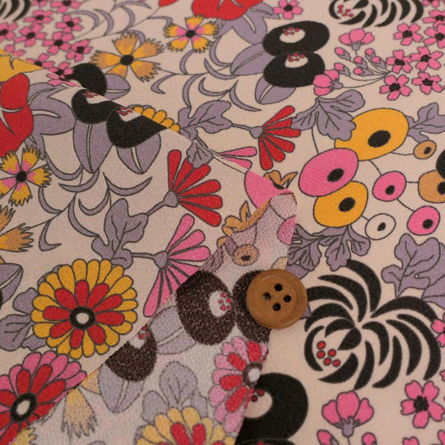 ポリちりめん生地 四季の花あつめ(秋華/あきはな) 10cm単位 切り売り