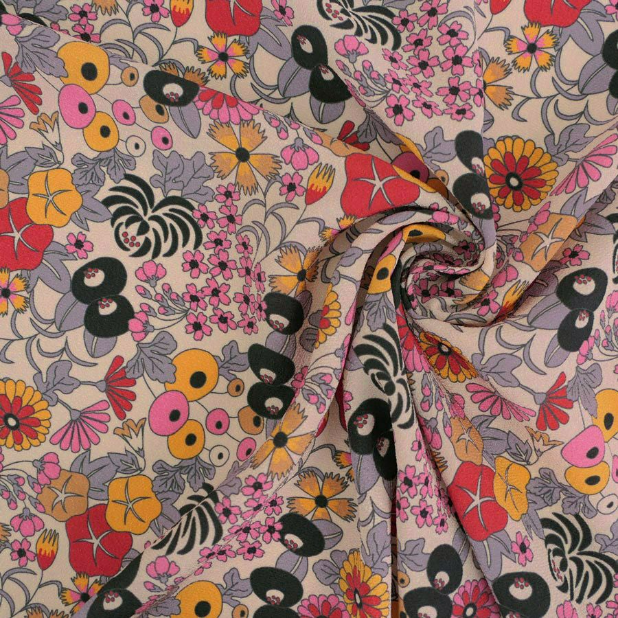 ポリちりめん生地 四季の花あつめ(秋華/あきはな) 10cm単位 切り売り