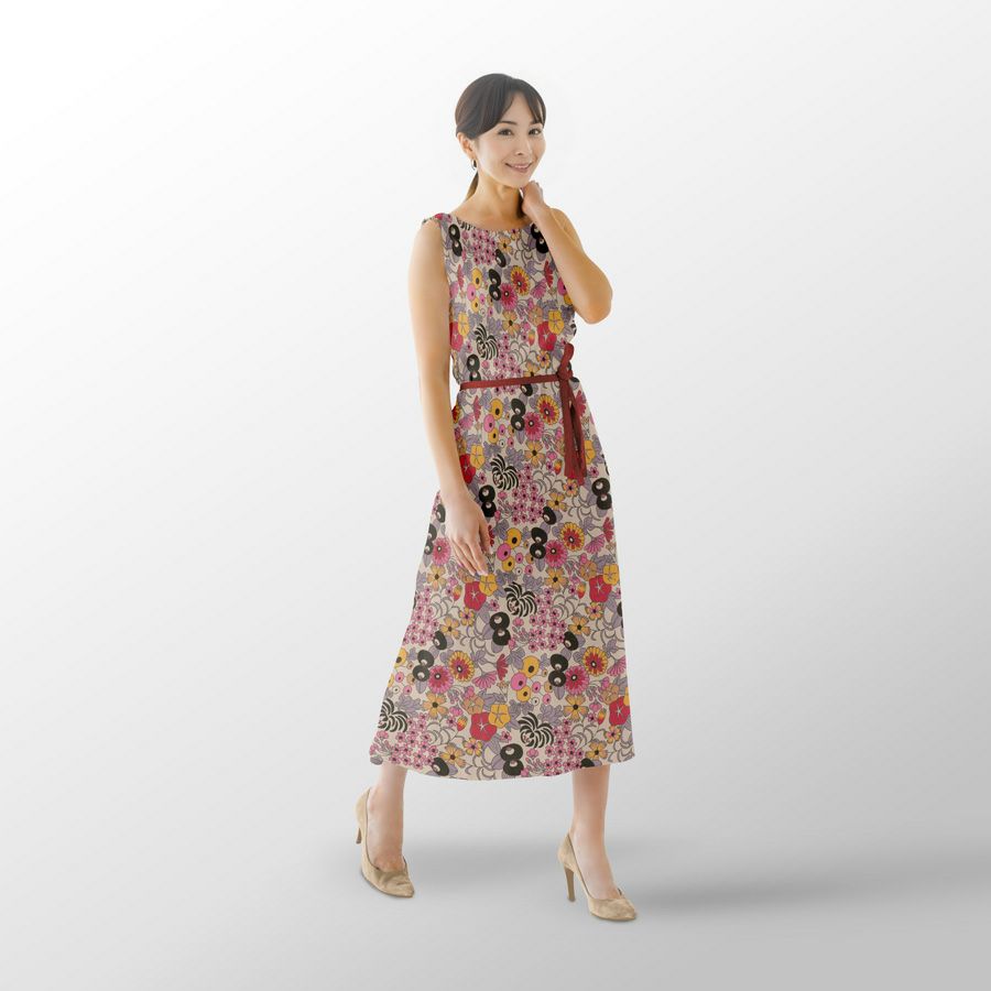 ポリちりめん生地 四季の花あつめ(秋華/あきはな) 10cm単位 切り売り