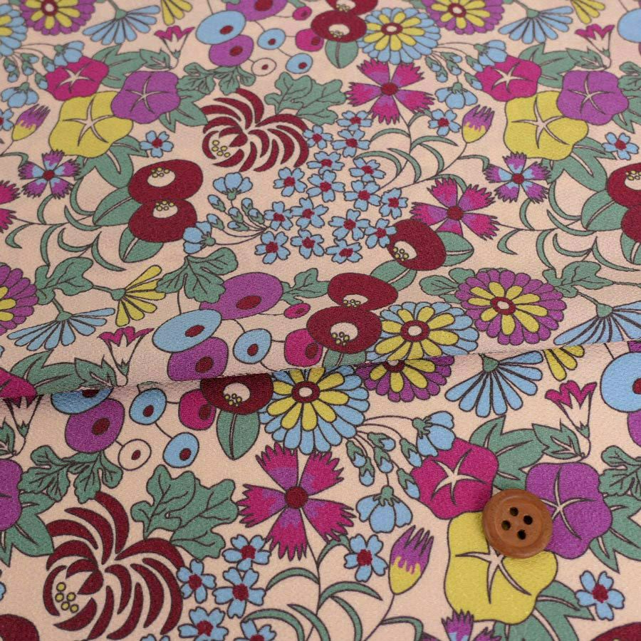 ポリちりめん生地 四季の花あつめ(春彩/はるいろ) 10cm単位 切り売り