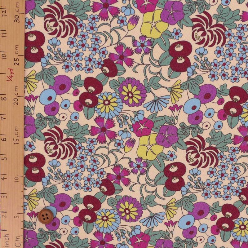 ポリちりめん生地 四季の花あつめ(春彩/はるいろ) 10cm単位 切り売り