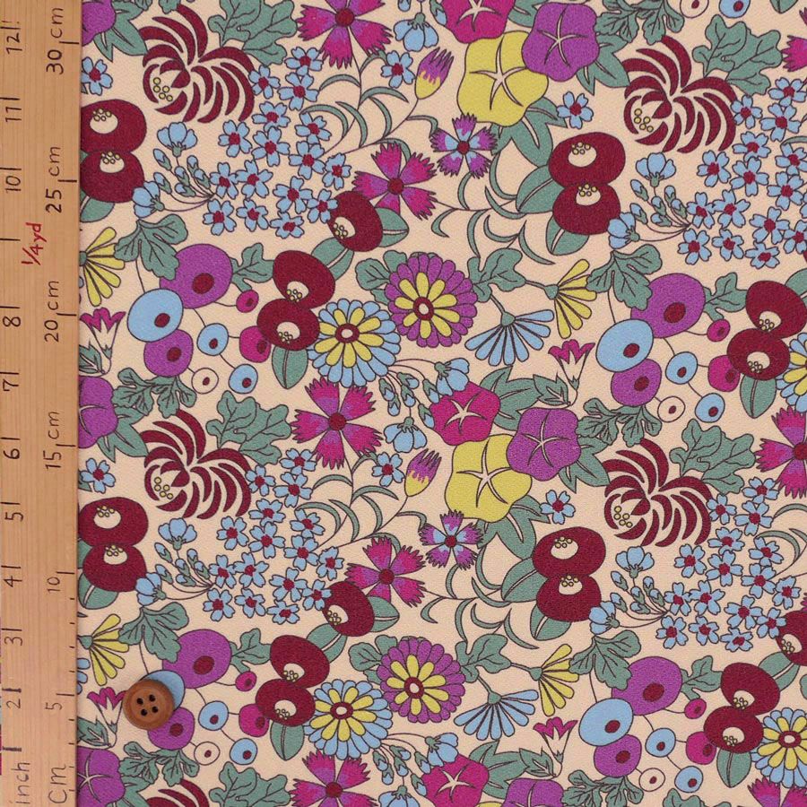 ポリちりめん生地 四季の花あつめ(春彩/はるいろ) 10cm単位 切り売り