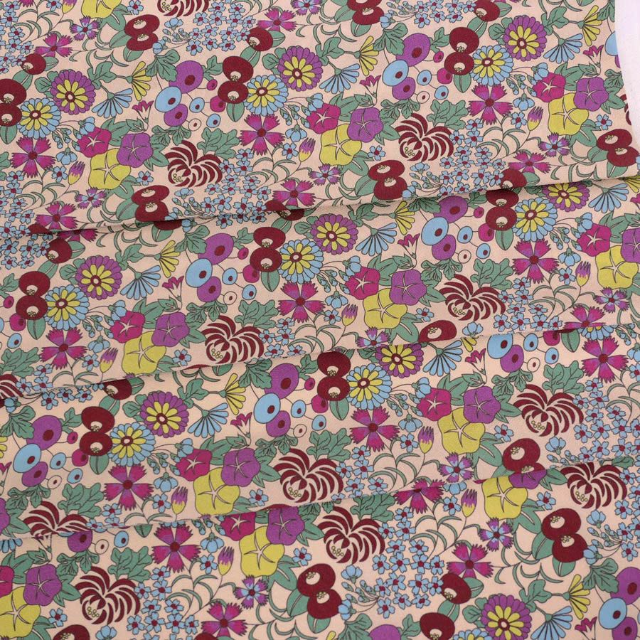 ポリちりめん生地 四季の花あつめ(春彩/はるいろ) 10cm単位 切り売り