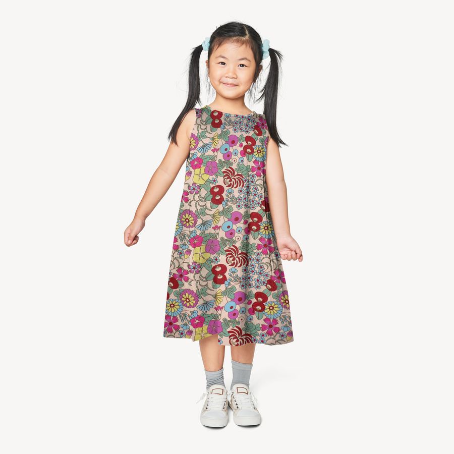 ポリちりめん生地 四季の花あつめ(春彩/はるいろ) 10cm単位 切り売り