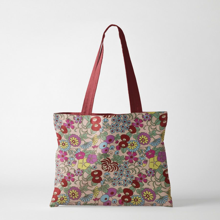 ポリちりめん生地 四季の花あつめ(春彩/はるいろ) 10cm単位 切り売り