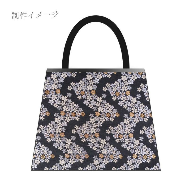 金襴生地(金らん) 桜波(黒/ベージュ) 10cm単位 切り売り