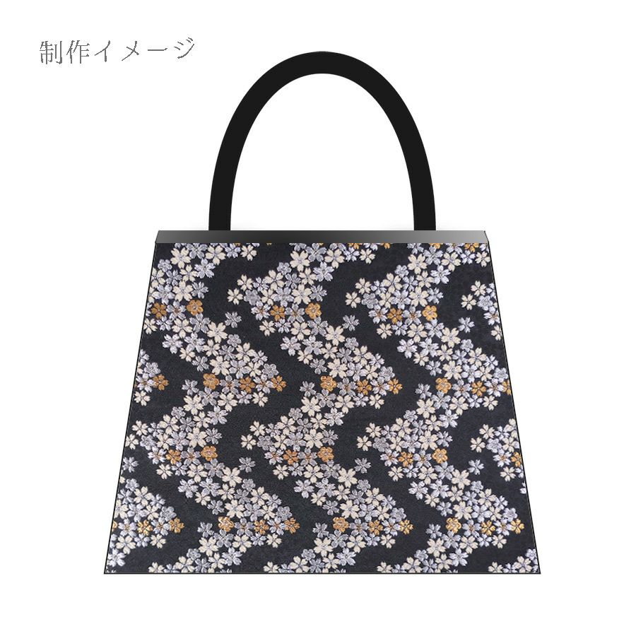 金襴生地(金らん) 桜波(黒/ベージュ) 10cm単位 切り売り