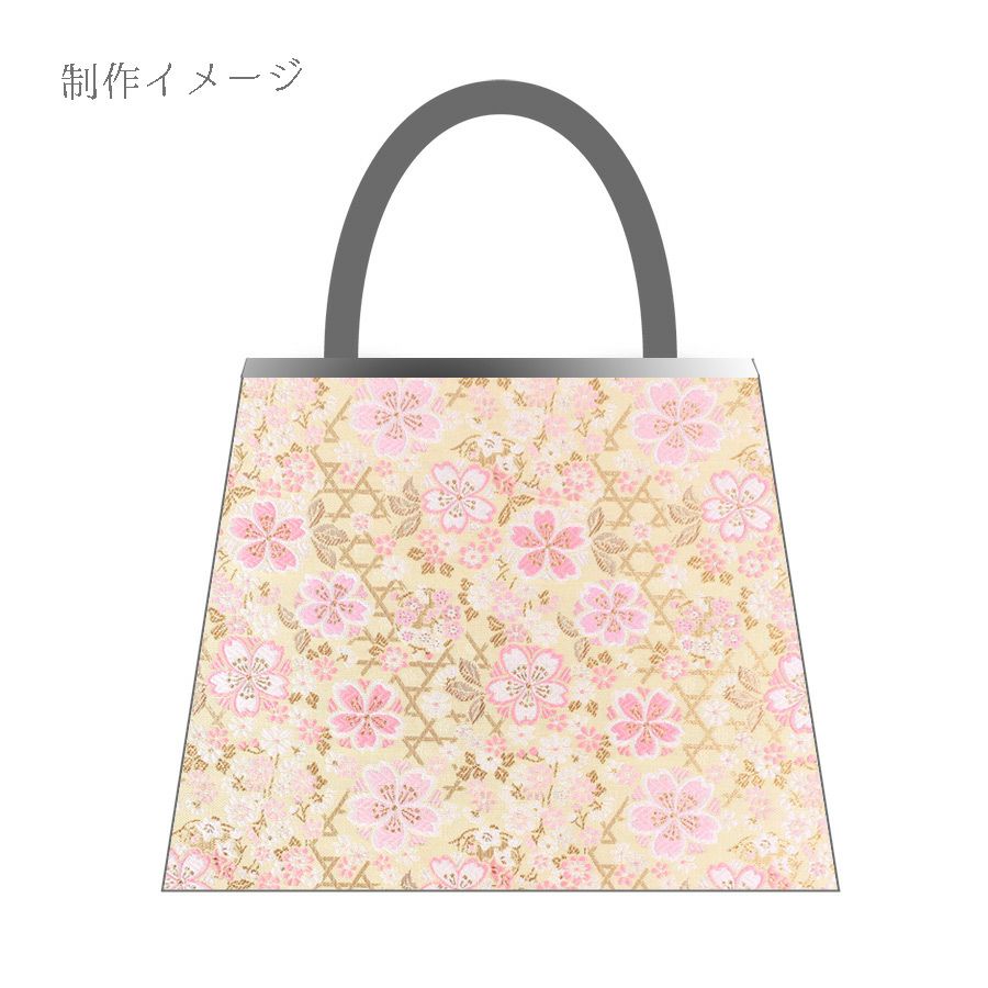 金襴生地(金らん) 金のかごめに桜づくし(クリームイエロー)