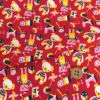 ちりめん生地 おもちゃのパレード(赤) 10cm単位 切り売り