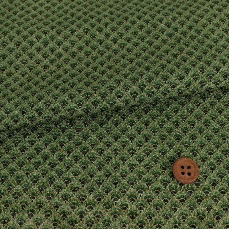 ちりめん生地 グラデーション青海波(緑) 10cm単位 切り売り