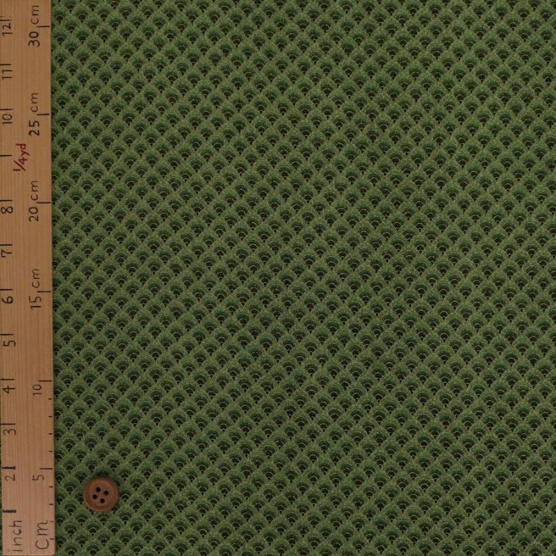 ちりめん生地 グラデーション青海波(緑) 10cm単位 切り売り