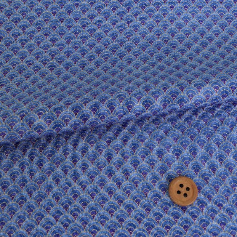 ちりめん生地 グラデーション青海波(青) 10cm単位 切り売り