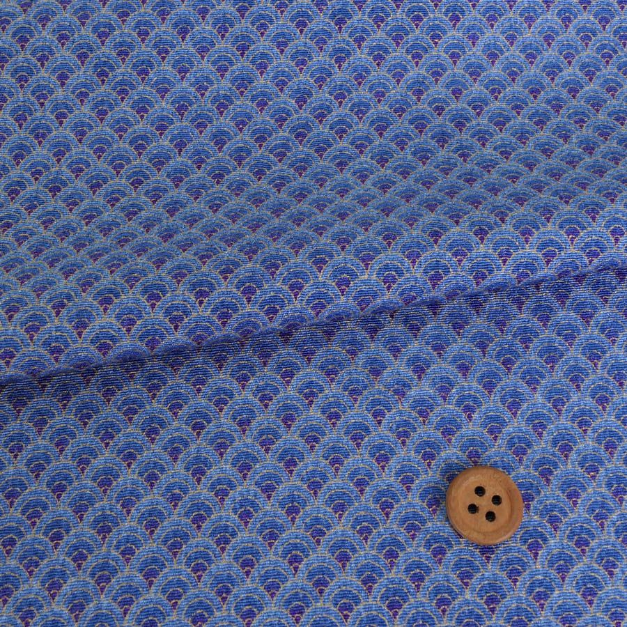 ちりめん生地 グラデーション青海波(青) 10cm単位 切り売り