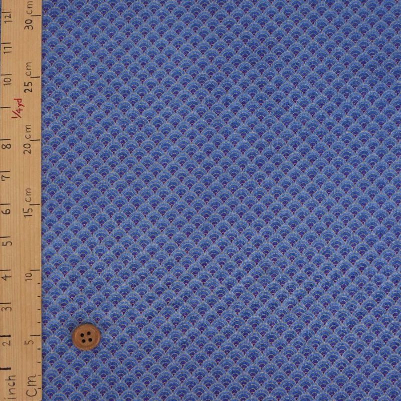 ちりめん生地 グラデーション青海波(青) 10cm単位 切り売り