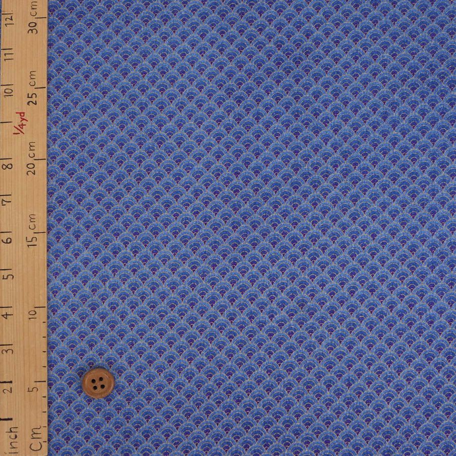 ちりめん生地 グラデーション青海波(青) 10cm単位 切り売り