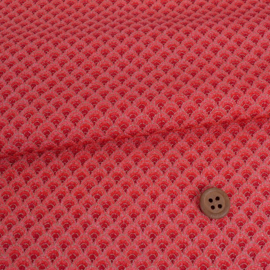 ちりめん生地 グラデーション青海波(朱赤) 10cm単位 切り売り