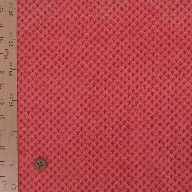 ちりめん生地 グラデーション青海波(朱赤) 10cm単位 切り売り