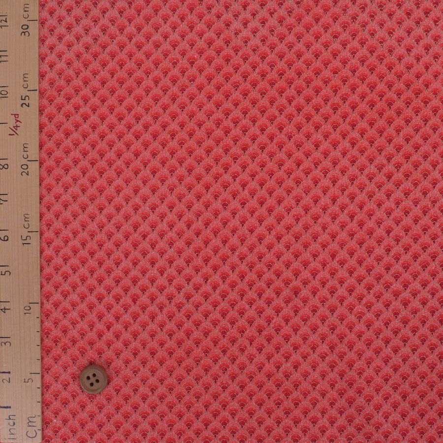 ちりめん生地 グラデーション青海波(朱赤) 10cm単位 切り売り