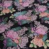 和柄コットン生地 大輪菊の花寄せ(黒) 10cm単位 切り売り