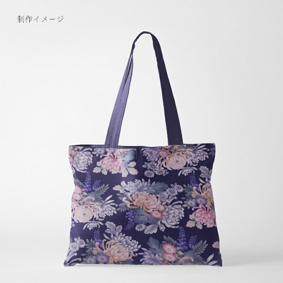 和柄コットン生地 大輪菊の花寄せ(紺) 10cm単位 切り売り