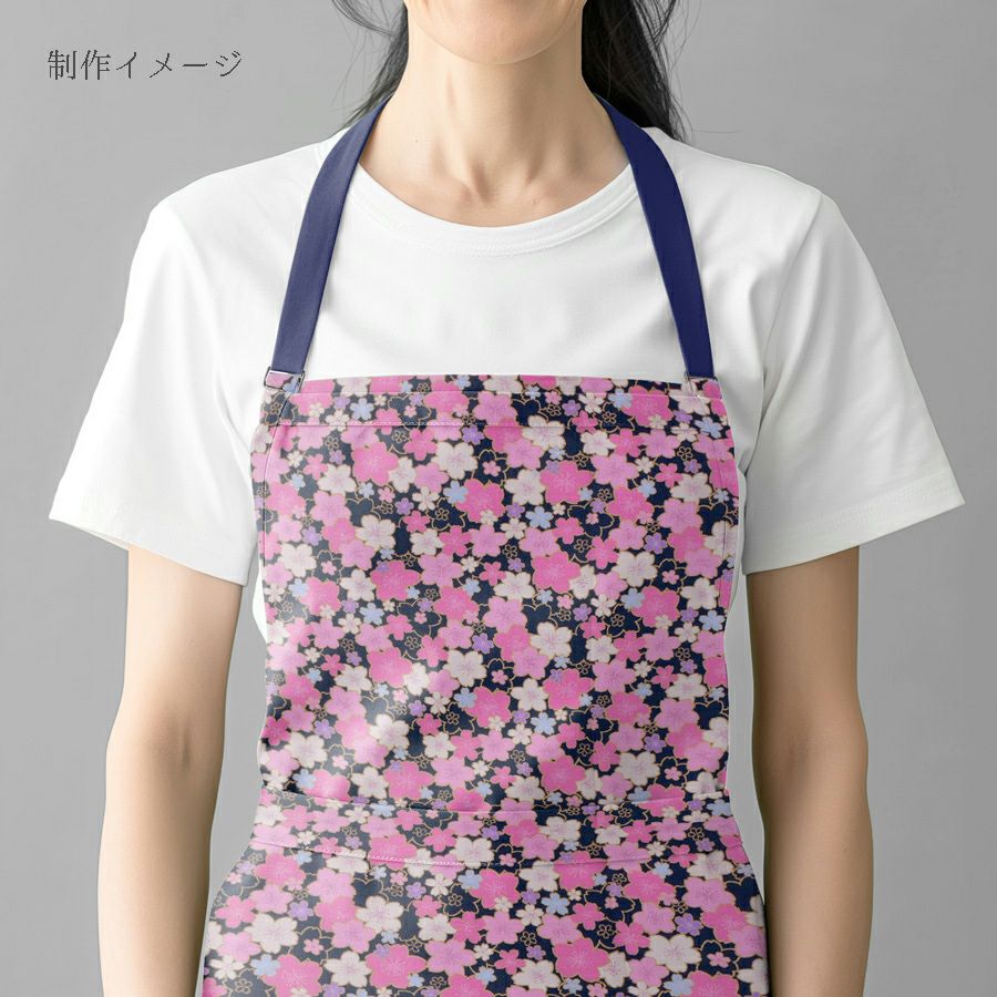 和柄コットン生地 金の縁取り桜もよう(濃紺) 10cm単位 切り売り コットンドビー 浴衣甚平生地 HOKKOH 桜模様 さくら柄 ネイビー