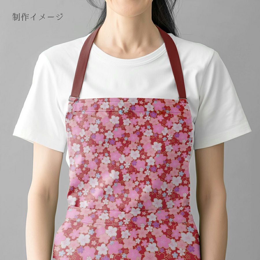 和柄コットン生地 金の縁取り桜もよう(赤) 10cm単位 切り売り コットンドビー 浴衣甚平生地 HOKKOH 桜模様 さくら柄 レッド