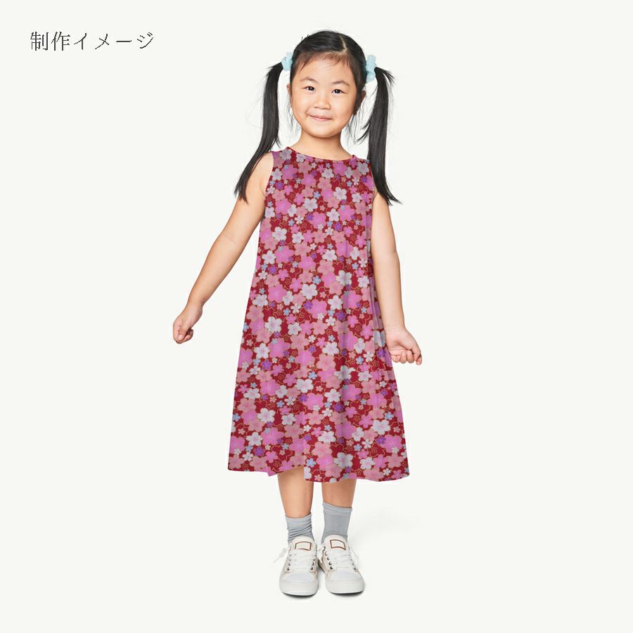 和柄コットン生地 金の縁取り桜もよう(赤) 10cm単位 切り売り コットンドビー 浴衣甚平生地 HOKKOH 桜模様 さくら柄 レッド