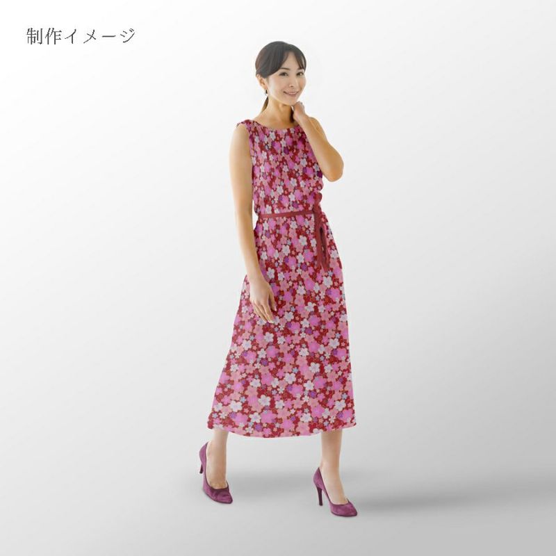 和柄コットン生地 金の縁取り桜もよう(赤) 10cm単位 切り売り コットンドビー 浴衣甚平生地 HOKKOH 桜模様 さくら柄 レッド