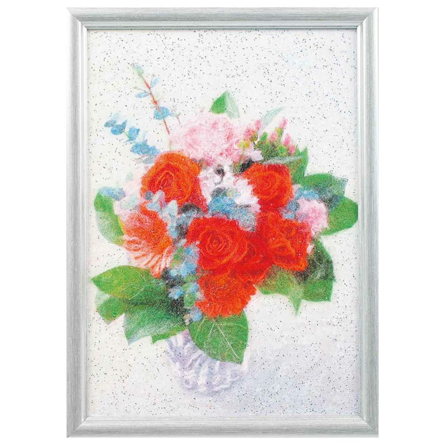 メタリックヤーンの貼り絵アート 手作りキット ブーケ 花束を貼り絵で簡単手作り ギフトやお祝いにも メタリックアート