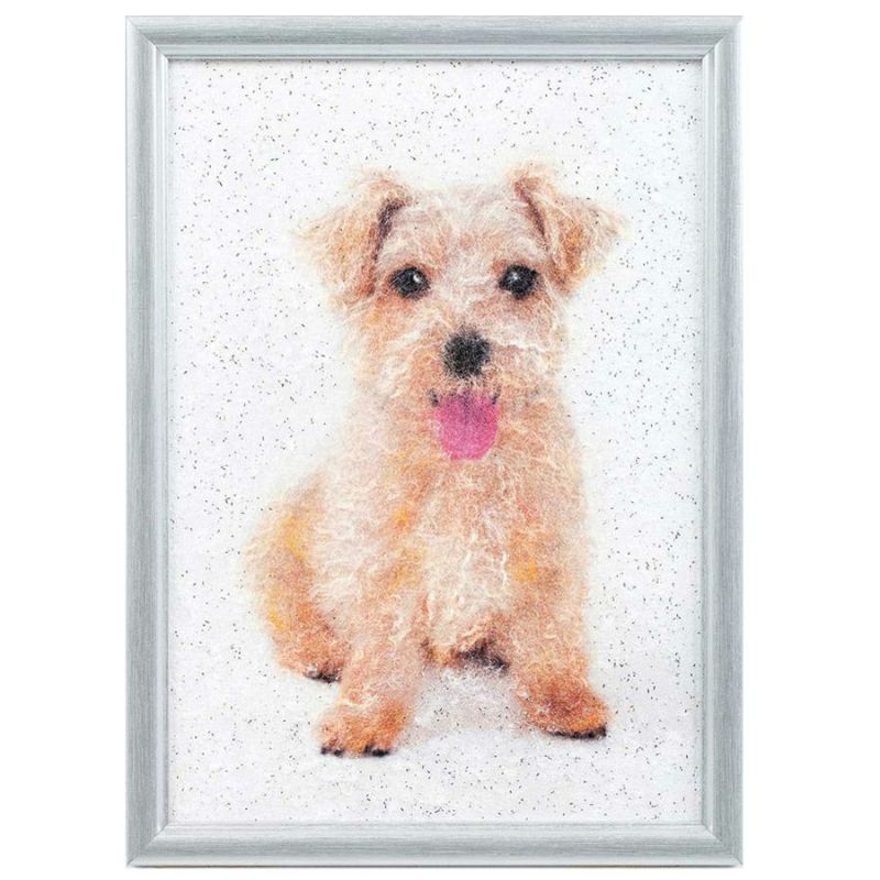 メタリックヤーンの貼り絵アート 手作りキット イヌ 犬の貼り絵キット 簡単メタリックアート テリア プレゼントにも