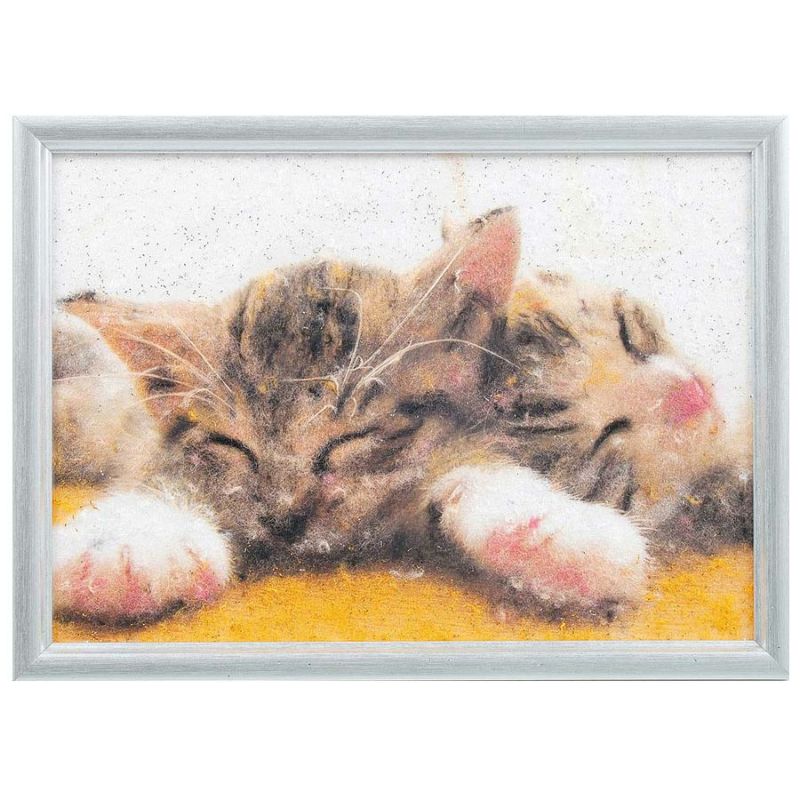 メタリックヤーンの貼り絵アート 手作りキット ネコ 癒やしのねこモチーフ 針糸不要の簡単手作り 高齢者にも