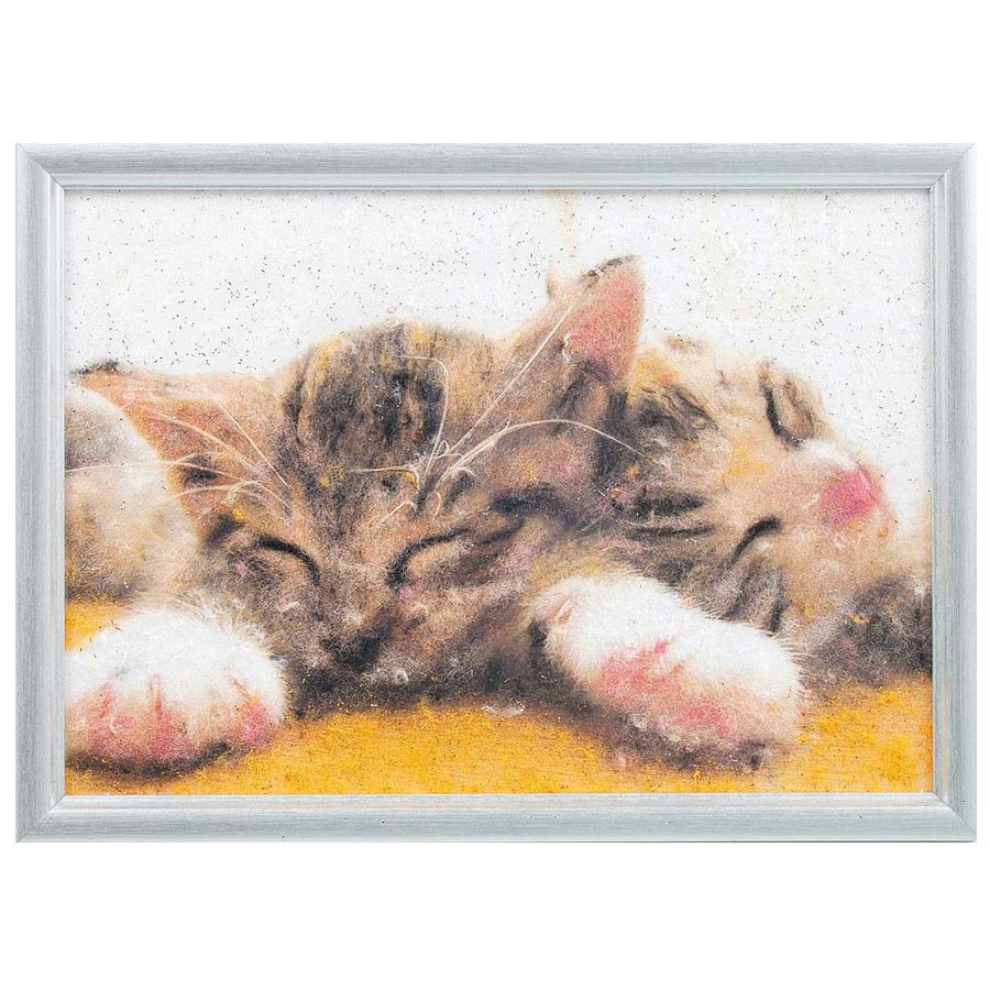 メタリックヤーンの貼り絵アート 手作りキット ネコ 癒やしのねこモチーフ 針糸不要の簡単手作り 高齢者にも